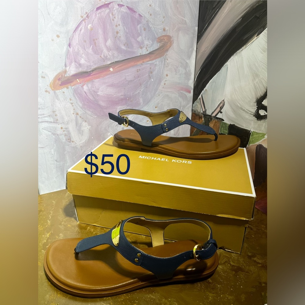 Michael Kors Navy and Brown Sandals
